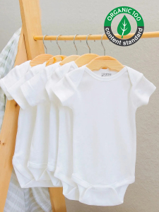 %100 Organik 5li Beyaz Kısa Kollu Bebek Body Zıbın - Lilabio