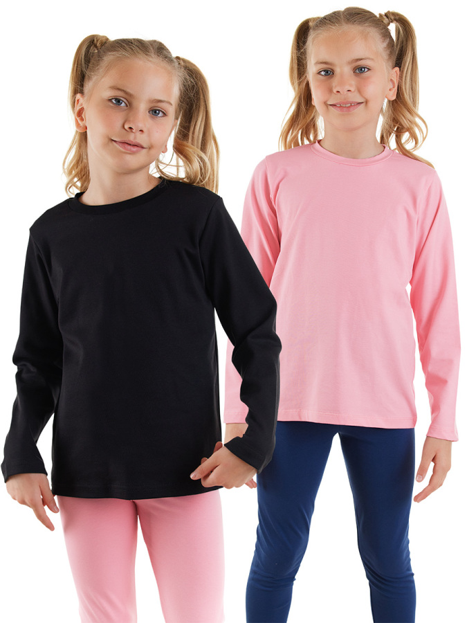 2-Pack Basic Black&Pink Girl T-shirt - 1