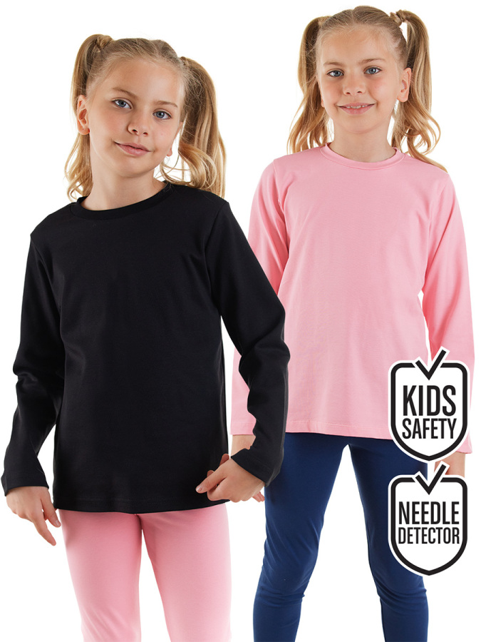 2-Pack Basic Black&Pink Girl T-shirt - 1