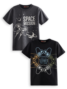 2 Pack Boy Black&Anthracite T-shirts Game - 3