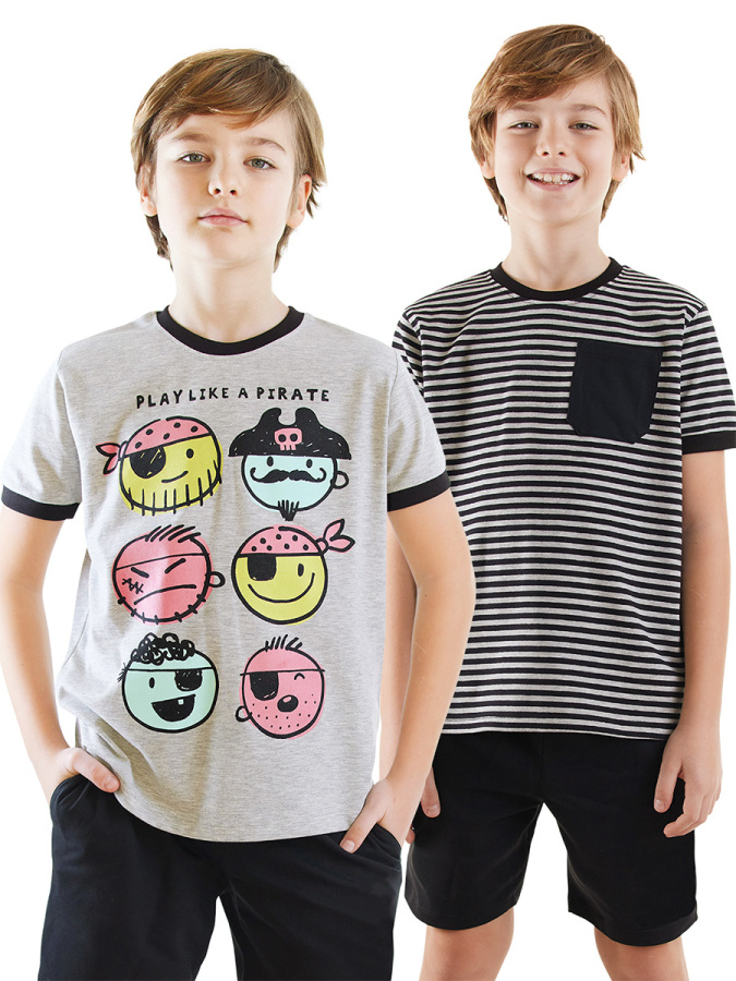 2 Pack Boy Black&Grey T-shirts Pirate - 1
