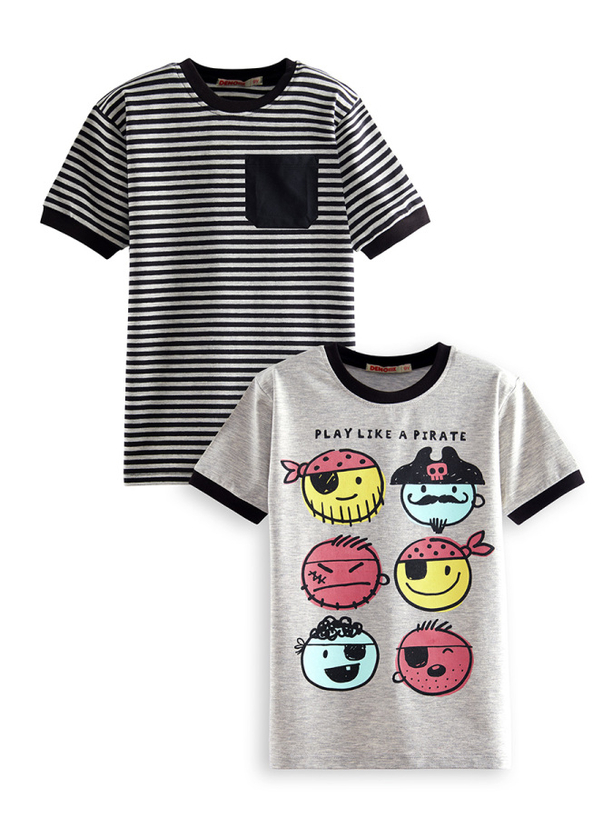 2 Pack Boy Black&Grey T-shirts Pirate - 3