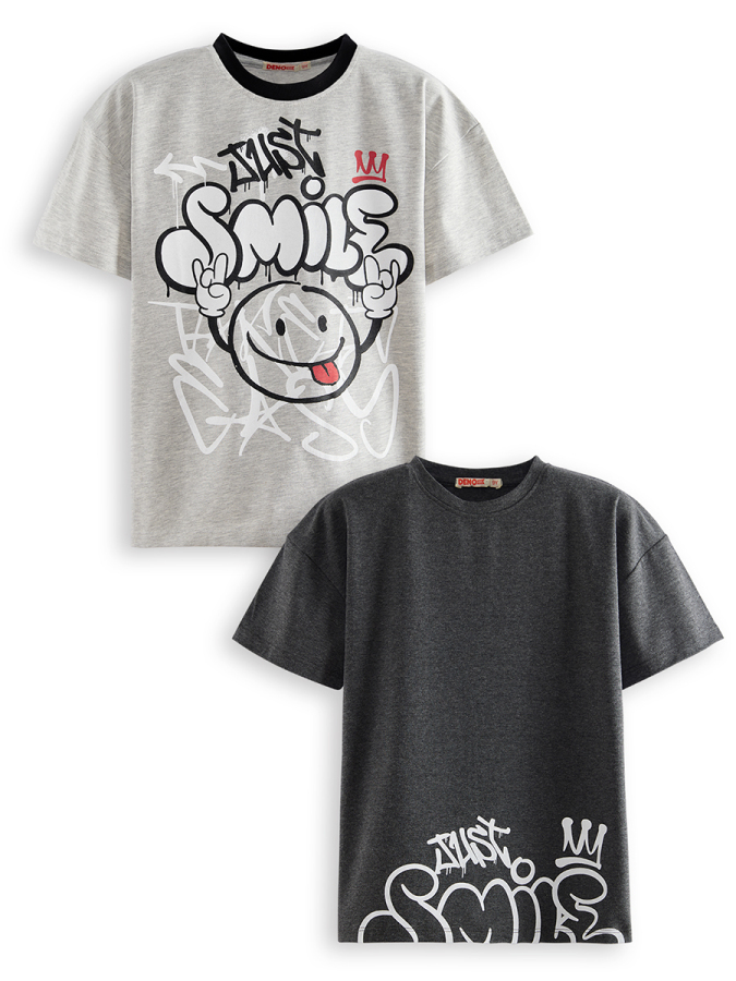 2 Pack Boy Black&Grey T-shirts - 3