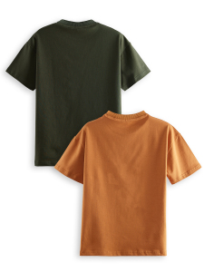 2 Pack Boy Khaki&Brown T-shirts - 4