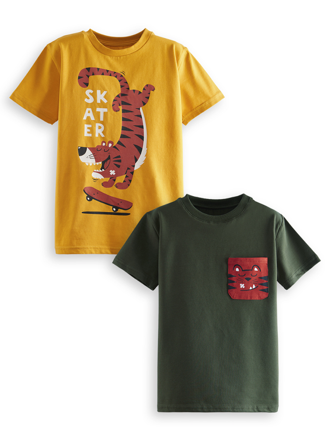 2 Pack Boy Khaki&Mustard T-shirts - 3