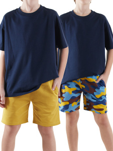 2 Pack Boy Mustard&Camo Shorts - Denokids