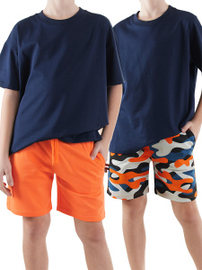 2 Pack Boy Orange&Camo Shorts - Denokids