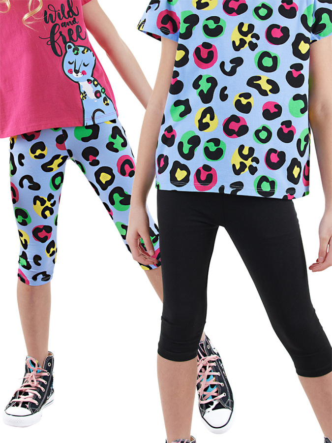 2 Pack Girl Black&Leopard Leggings - 1