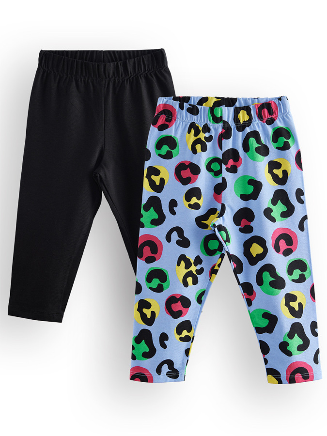2 Pack Girl Black&Leopard Leggings - 3