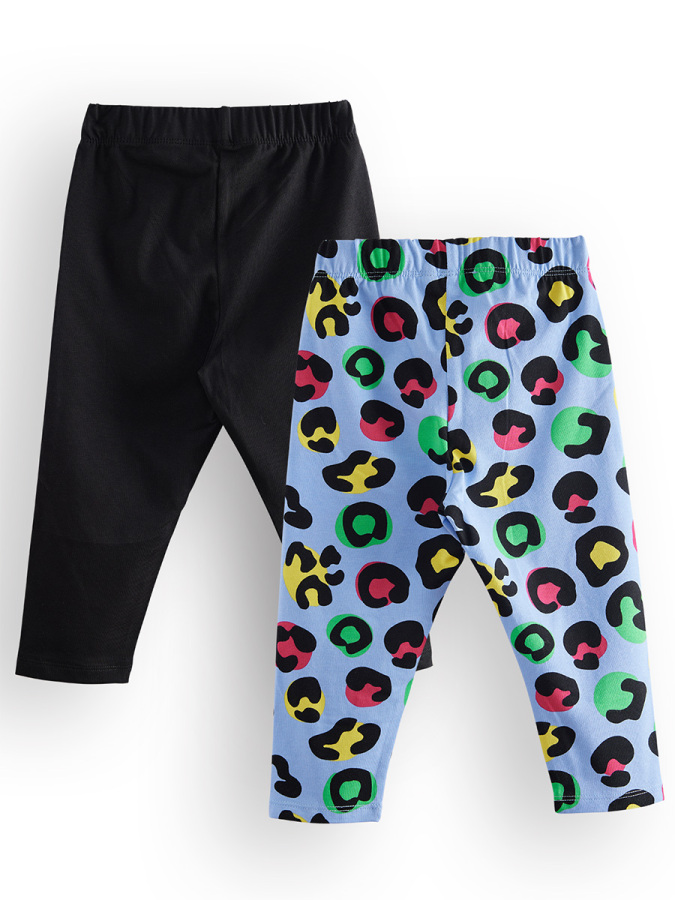 2 Pack Girl Black&Leopard Leggings - 4