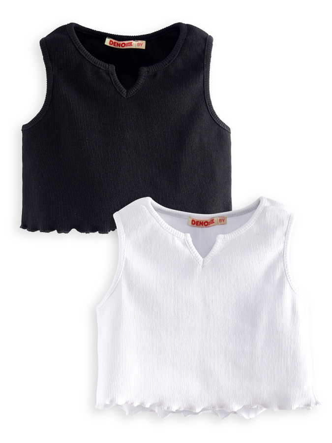 2 Pack Girl Black&White Crop Tops - 5
