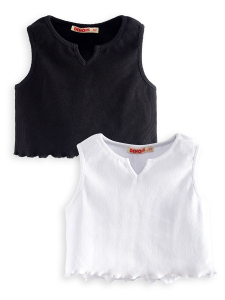 2 Pack Girl Black&White Crop Tops - 3