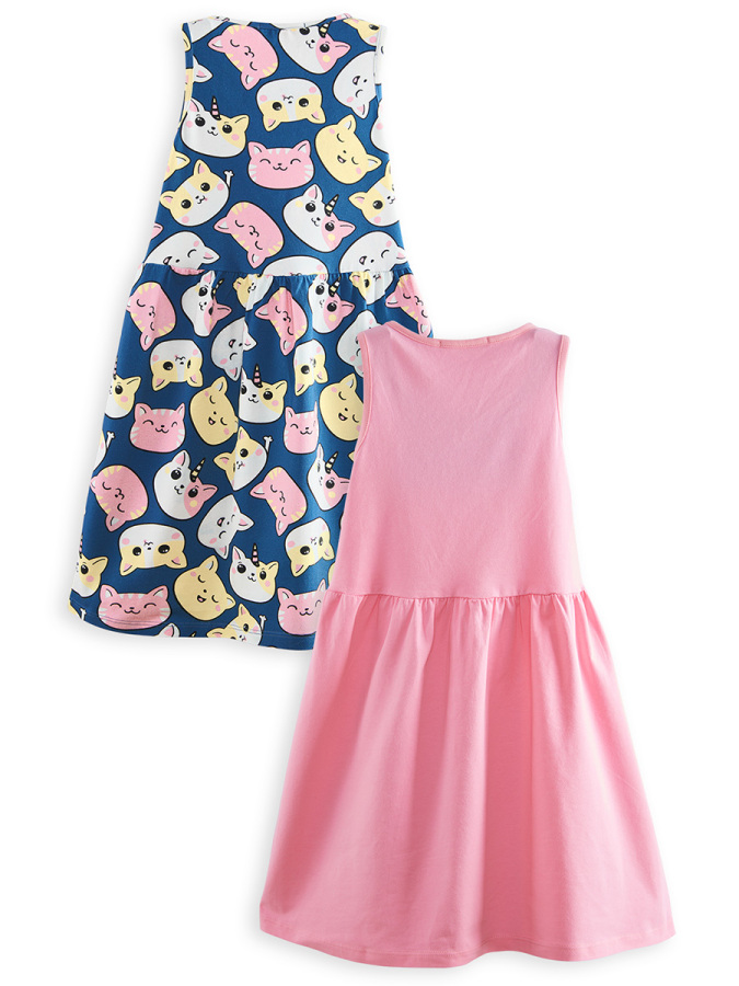 2 Pack Girl Cotton Jersey Dresses Kitties - 4