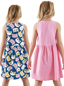 2 Pack Girl Cotton Jersey Dresses Kitties - 2