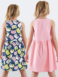 2 Pack Girl Cotton Jersey Dresses Kitties - 2