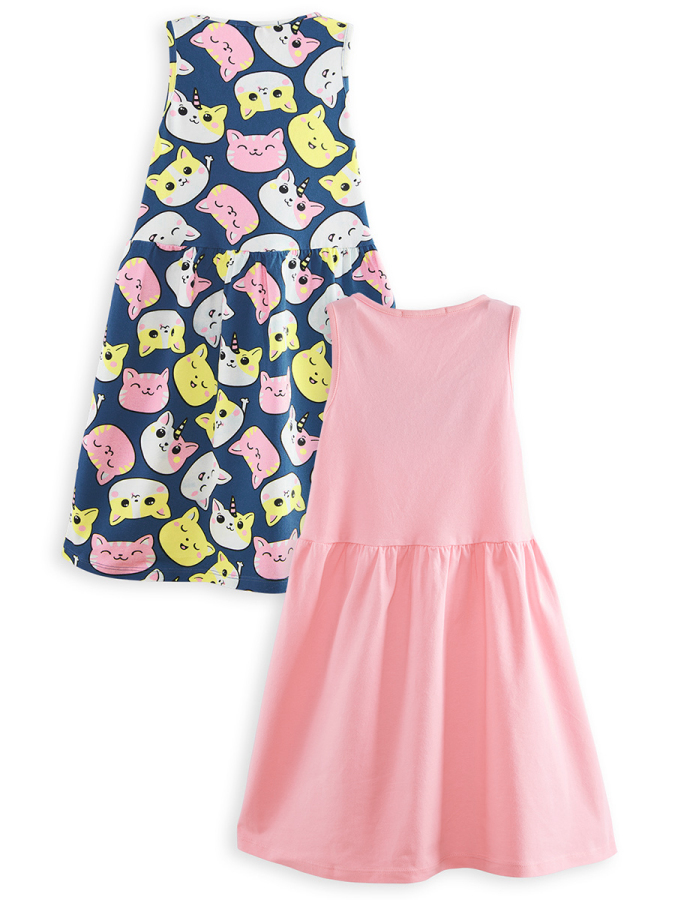 2 Pack Girl Cotton Jersey Dresses Kitties - 5