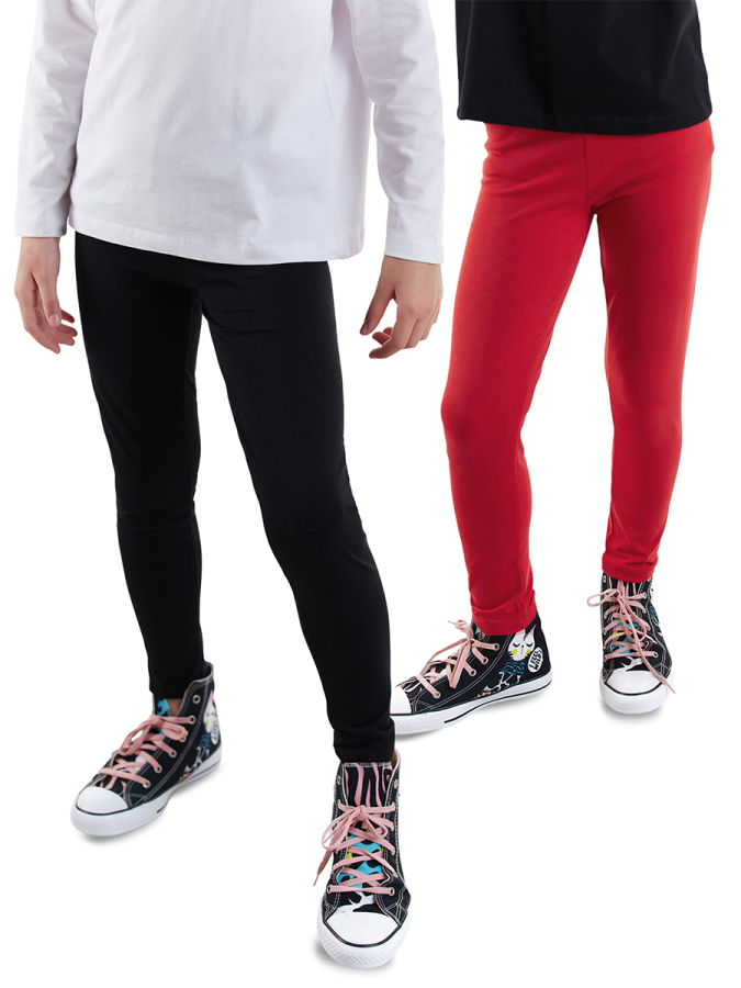 2-Pack Girl Leggings Black&Red - 1