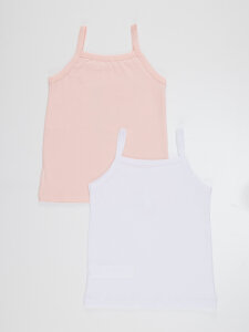 2 Pack Girls Pink&Off White Vests - 2