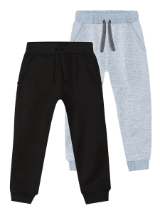 2 Pack Slim Fit Unisex Black/Grey Joggers Set - Denokids