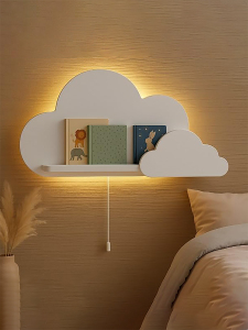 2’li Işıklı Beyaz Bulut Raf Seti - 2