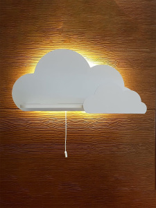 2’li Işıklı Beyaz Bulut Raf Seti - 3