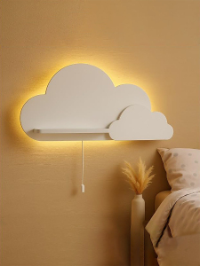 2’li Işıklı Beyaz Bulut Raf Seti - 4