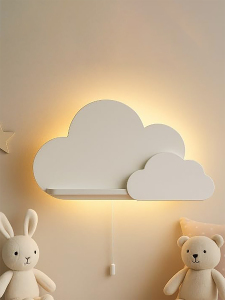 2’li Işıklı Beyaz Bulut Raf Seti - 5