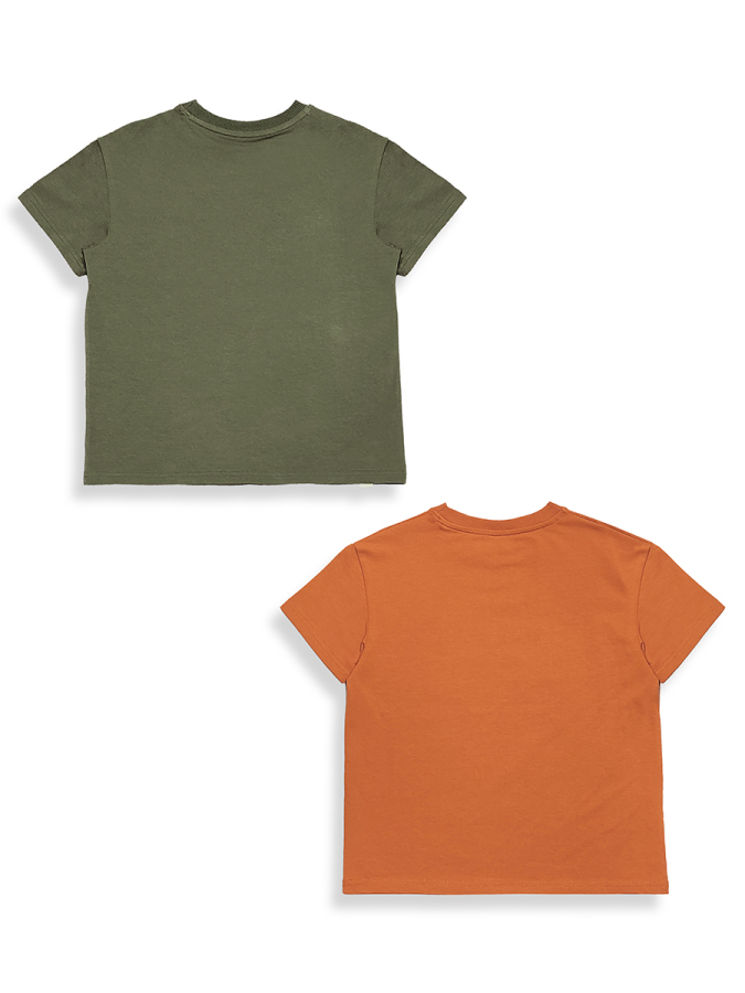 Erkek Çocuk T-shirt 2'li Paket Timsah Leopar Baskılı Kısa Kol T-shirt Pamuklu - 5