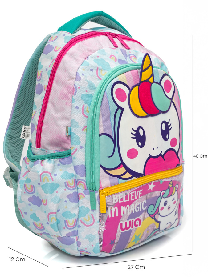 3 Bölmeli Unicorn Okul Sırt Çantası Turkuaz - 2