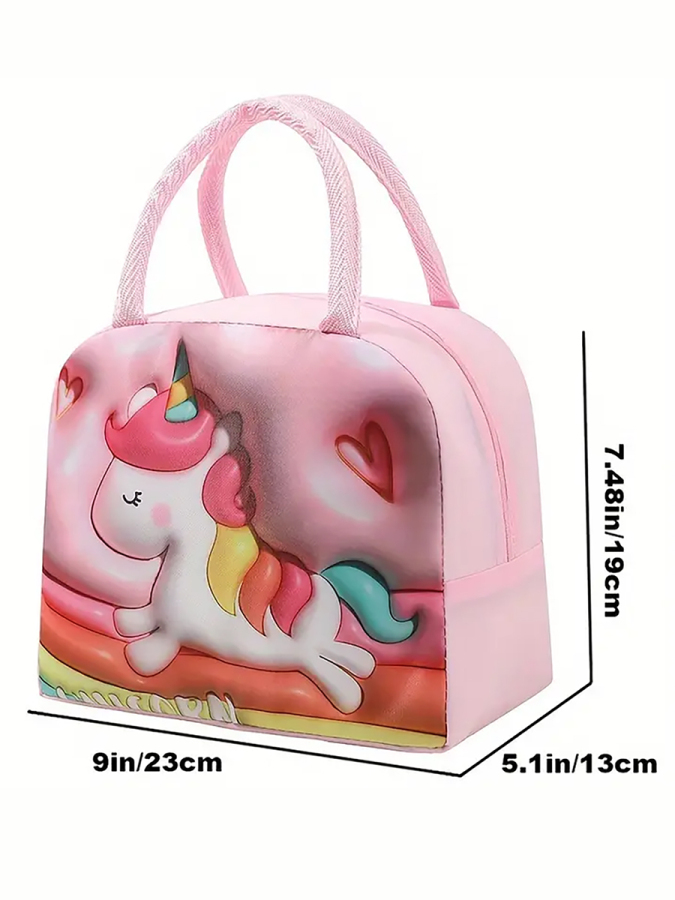 3 Boyutlu Unicorn Kız Çocuk Yalıtımlı Pembe Beslenme Çantası - 2