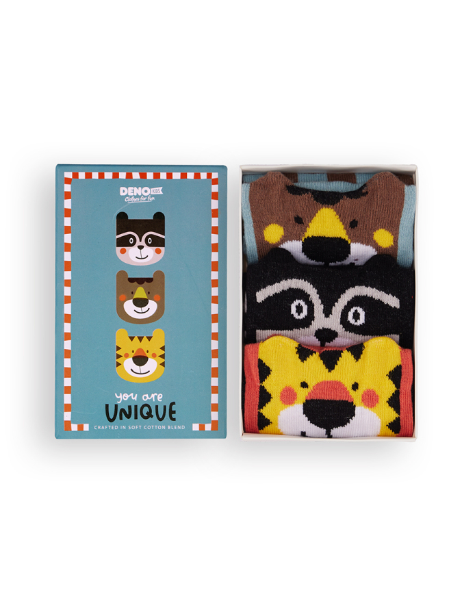 3-Pack Boxed Boy Animals Socks - 1