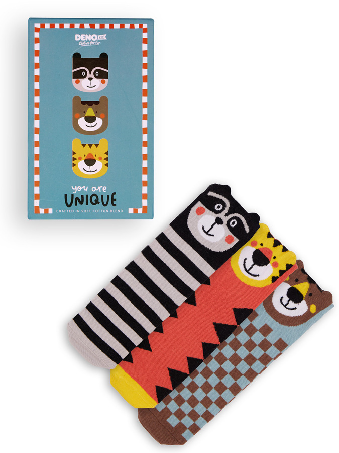 3-Pack Boxed Boy Animals Socks - 3
