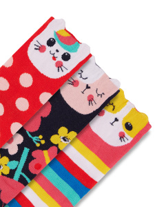3-Pack Boxed Girl Kittens Socks - 2