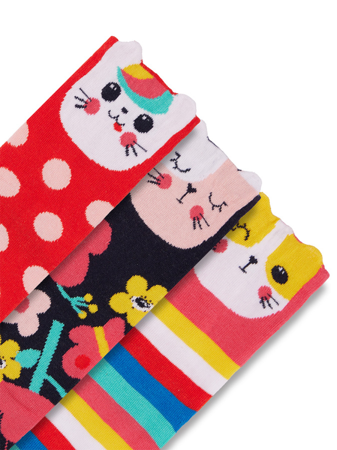 3-Pack Boxed Girl Kittens Socks - 2