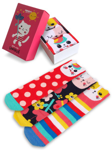 3-Pack Boxed Girl Kittens Socks - 1