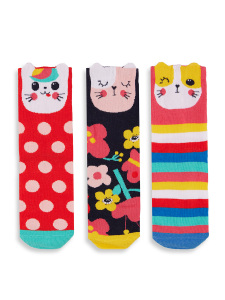 3-Pack Boxed Girl Kittens Socks - 3