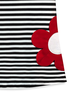 3D Flower Girls Black&White Striped Spring Summer Dress - 5