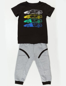 4 Cars Erkek Çocuk T-shirt Kapri Şort Takım - 7