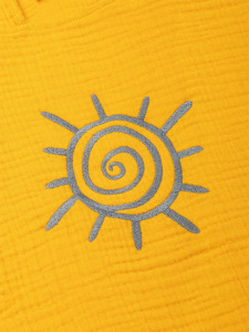 4 Katlı Nakışlı Müslin Panço - Hardal - 4