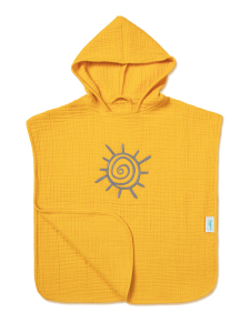 4 Katlı Nakışlı Müslin Panço - Hardal - 5