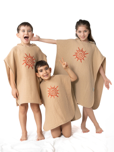 4 Katlı Nakışlı Müslin Panço - Kum Beji - Zuppers