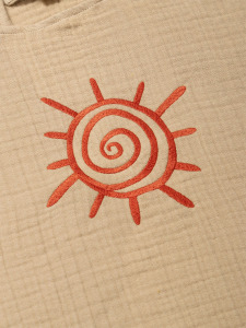 4 Katlı Nakışlı Müslin Panço - Kum Beji - 4