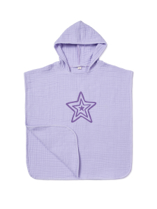 4 Katlı Nakışlı Müslin Panço - Lila - 5