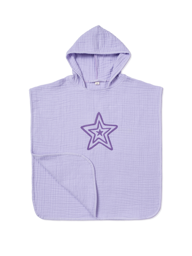 4 Katlı Nakışlı Müslin Panço - Lila - 5