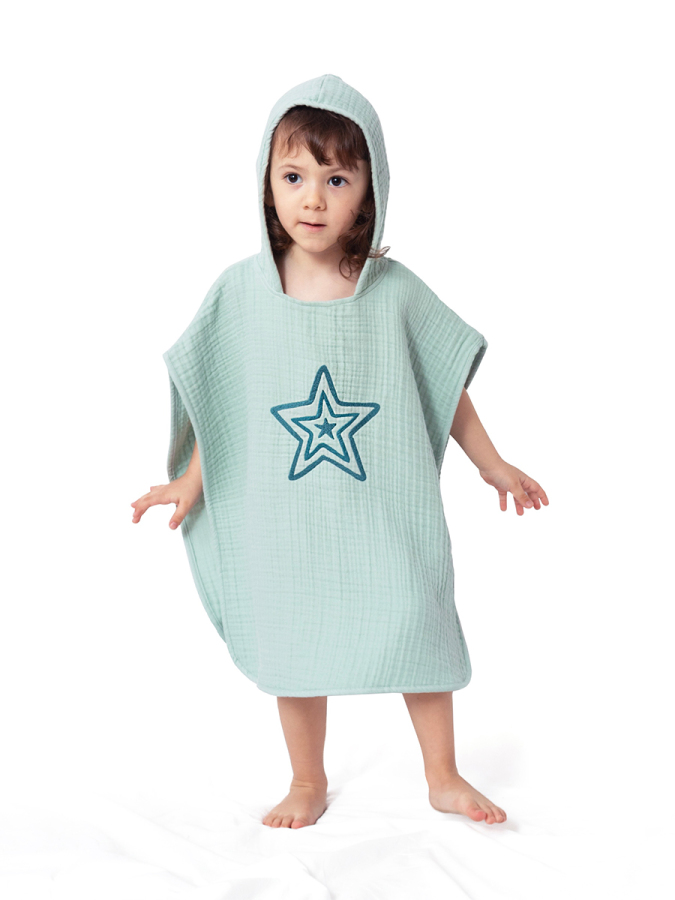 4 Katlı Nakışlı Müslin Panço - Mint Yeşili - 2