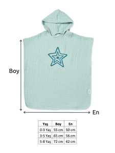 4 Katlı Nakışlı Müslin Panço - Mint Yeşili - 3