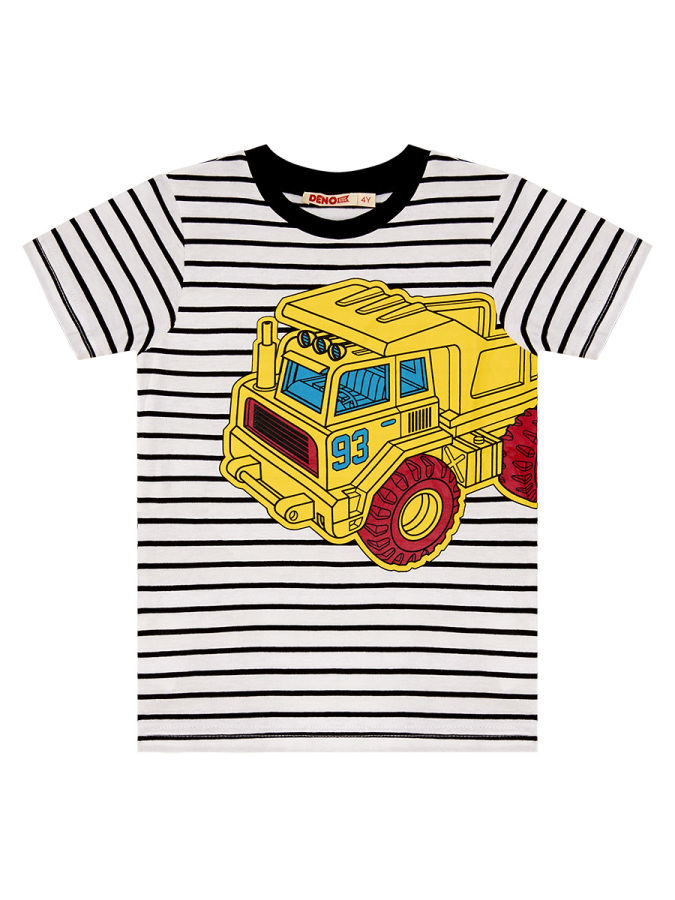 93 Truck Çizgili Sarı Erkek Çocuk Yazlık T-shirt ve Şort Takım - 5