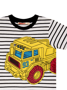 93 Truck Çizgili Sarı Erkek Çocuk Yazlık T-shirt ve Şort Takım - 8