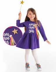 Abracadabra Purple Girl Dress - Thumbnail