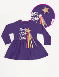 Abracadabra Purple Girl Dress - Thumbnail